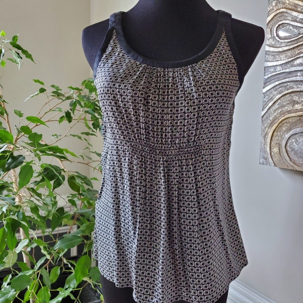 Ann Taylor Black and White Silk Top